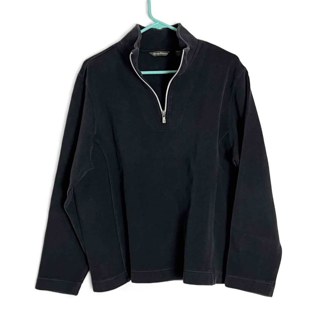 Tommy‎ Bahama Black Long Sleeve Quarter Zip Pullover Casual Sweatshirt XL